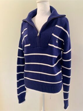 Coastal Grandma /Coastal Chic, 100% Cotton, Quarter Zip Knit Sweater